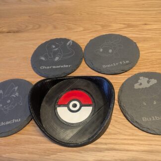 Original Starter Pokémon & Pikachu Slate Coaster Set with Display Stand
